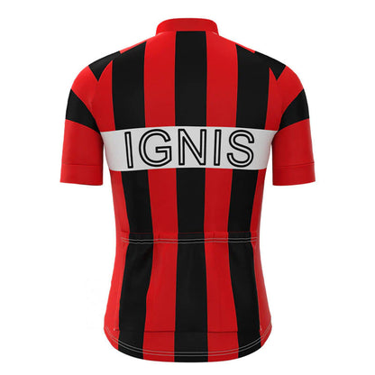 Ignis Red Black Vintage Short Sleeve Cycling Jersey Top