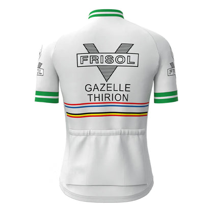 Frisol Green Yellow Short Sleeve Vintage Cycling Jersey Top