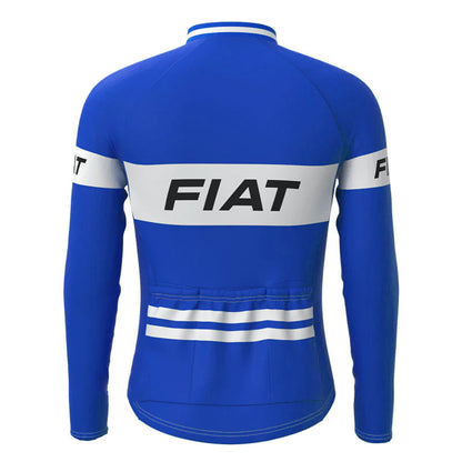 FIAT Blue Vintage Long Sleeve Cycling Jersey Top
