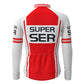 Super Ser White Red Vintage Long Sleeve Cycling Jersey Top