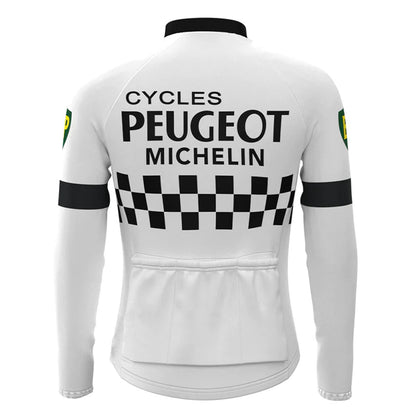 Peugeot White Vintage Long Sleeve Cycling Jersey Top