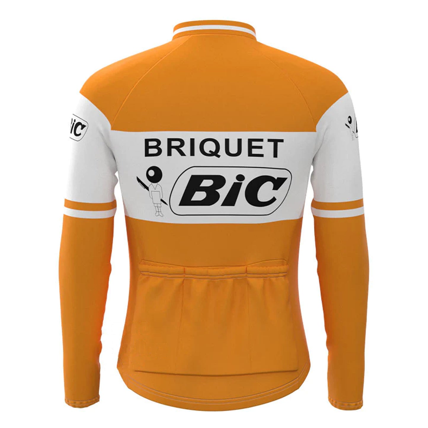 BIC Orange Vintage Long Sleeve Cycling Jersey Top