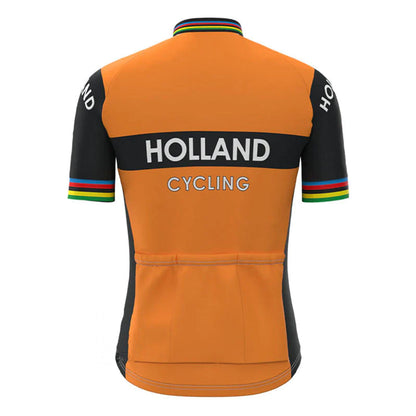 Holland Orange Vintage Short Sleeve Cycling Jersey Top