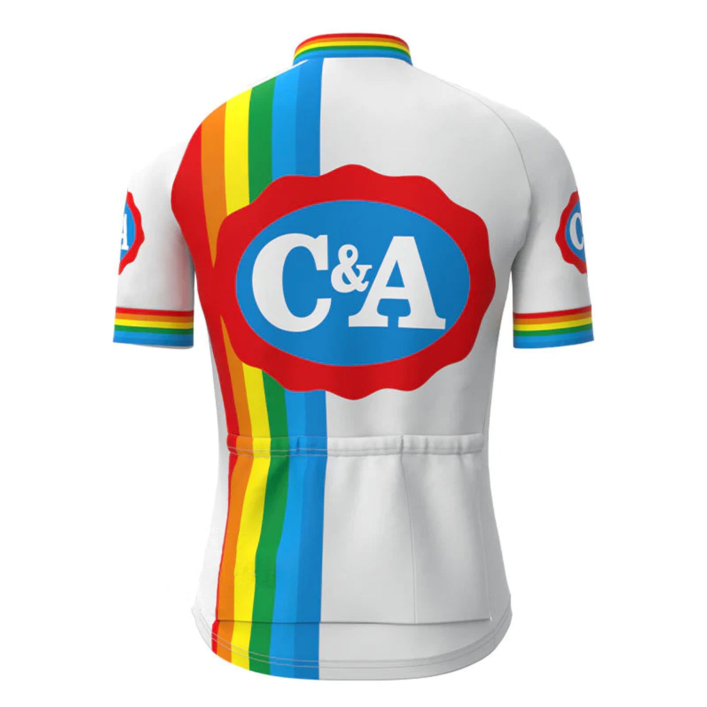 C&A Rainbow Short Sleeve Vintage Cycling Jersey Top