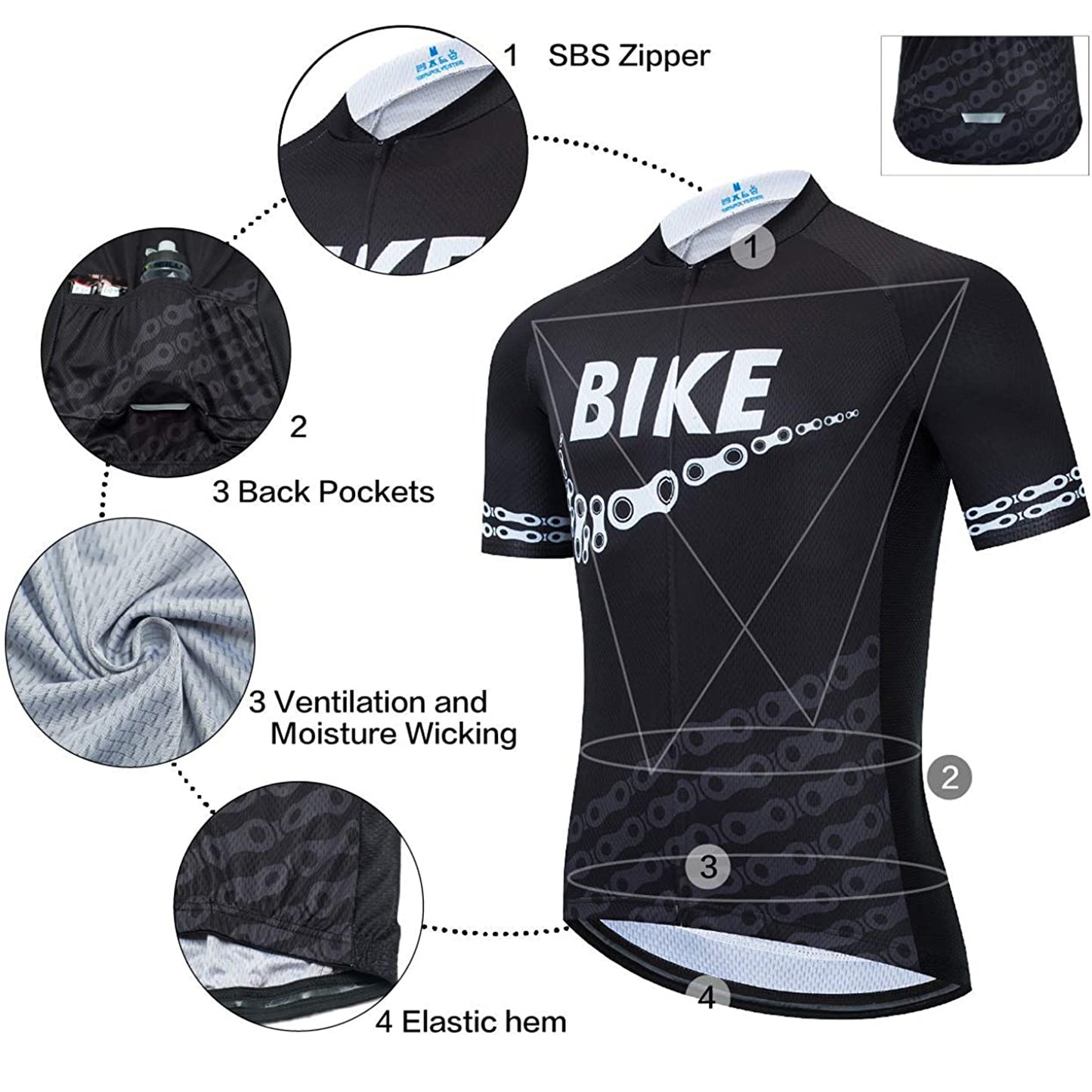 Chain Black Short Sleeve Cycling Jersey