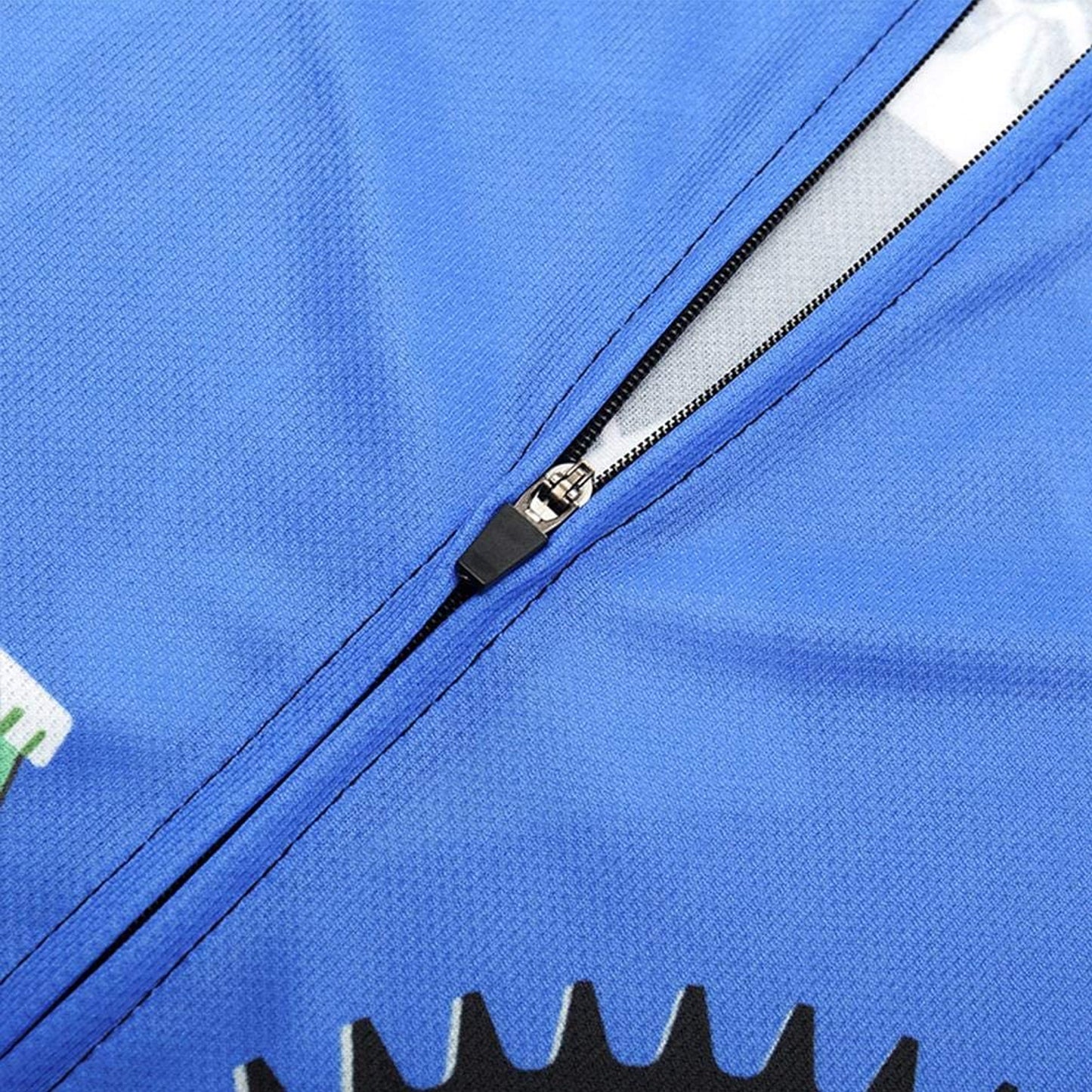 Beer Gearwheel Blue Short Sleeve Cycling Jersey