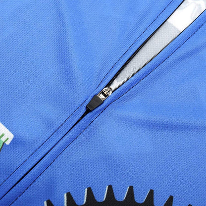 Beer Gearwheel Blue Short Sleeve Cycling Jersey